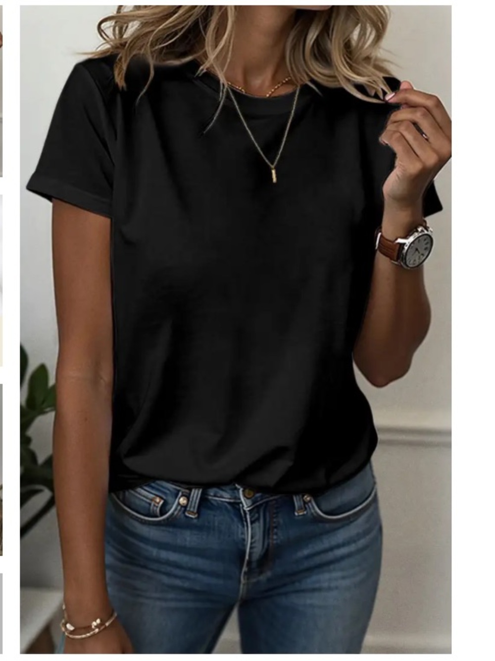 Flamingals Solid Round Neck Short Sleeve T-Shirt 100% Cotton Black NWT